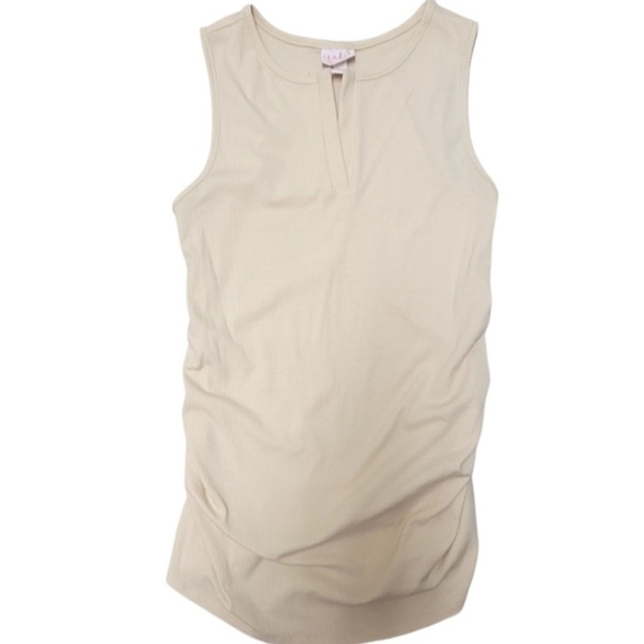 Isabel Maternity Beige Shirred Tank Top size small - Picture 4 of 7